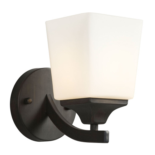 Galaxy Lighting 712801ORB Single Light Wall Sconce - Oil Rubbed Bronze w/ Satin White Glass