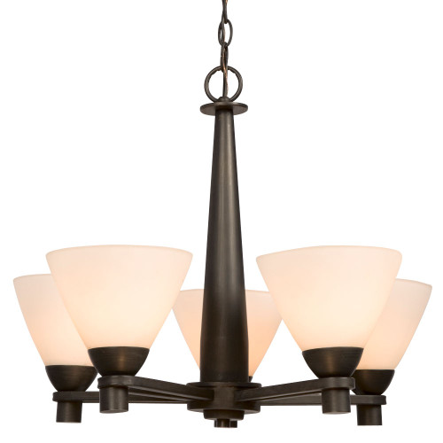 Galaxy Lighting 800995ORB Five Light Chandelier - Oil Rubbed Bronze w/ Frosted White Glass