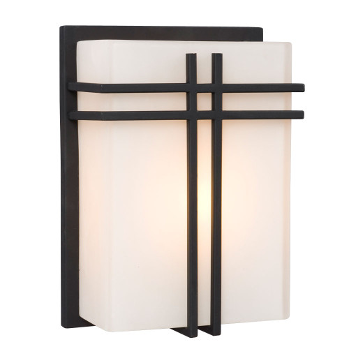 Galaxy Lighting 215640BK 1-Light Outdoor/Indoor Wall Sconce - Black with Satin White Glass