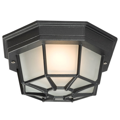 Galaxy Lighting 301401 BLK Outdoor Cast Aluminum Ceiling Fixture - Black w/ Frosted Glass