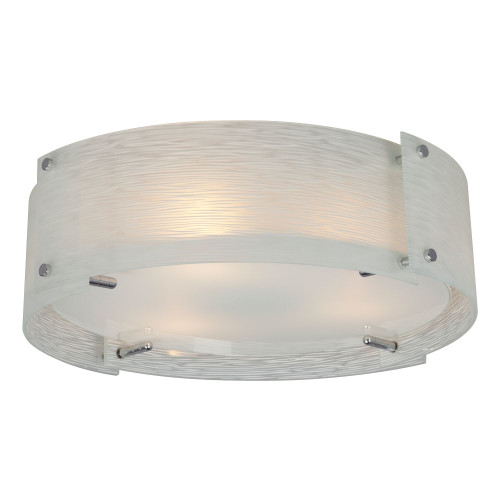 Galaxy Lighting 615043CH 3-Light Flush Mount Chrome with Frosted Textured Glass Shade