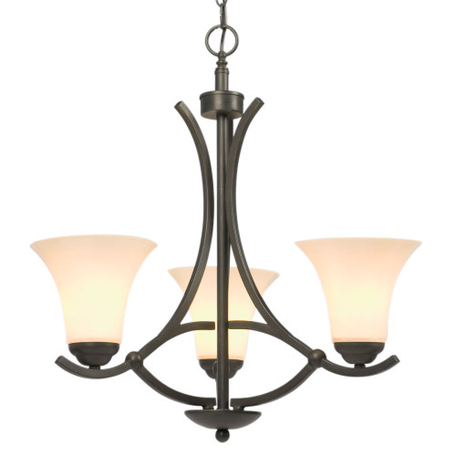 Galaxy Lighting 810401ORB Three Light Chandelier - Oil Rubbed Bronze with White Glass