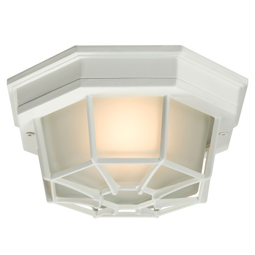 Galaxy Lighting 301401WH Outdoor Cast Alum. Ceiling Fixture - White w/ Frosted Glass