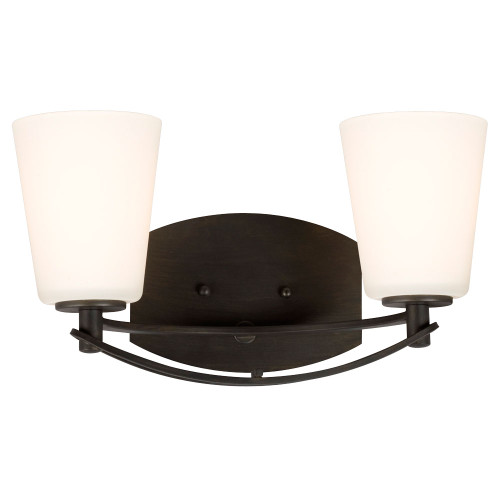 Galaxy Lighting 711472ORB Two Light Vanity - Oil Rubbed Bronze w/ Satin White Glass