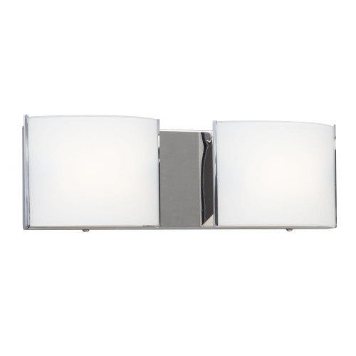 Galaxy Lighting 723307CH 2-Light Vanity Chrome with Curved Satin White Glass Shades