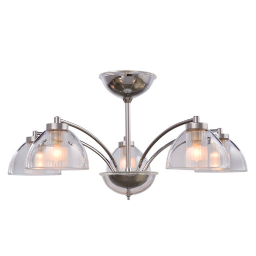 Galaxy Lighting 800852CH Five Light Chandelier - Chrome with Frosted / Clear Glass