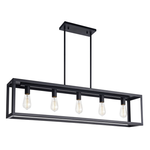 Galaxy Lighting 926757BK 5L LINEAR CHAND BK with 6",12" & 18" Ext. Rods and Swivel