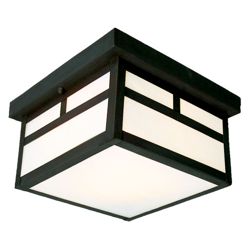 Galaxy Lighting 306120BK Outdoor Ceiling Fixture - Black with White Marbled Glass