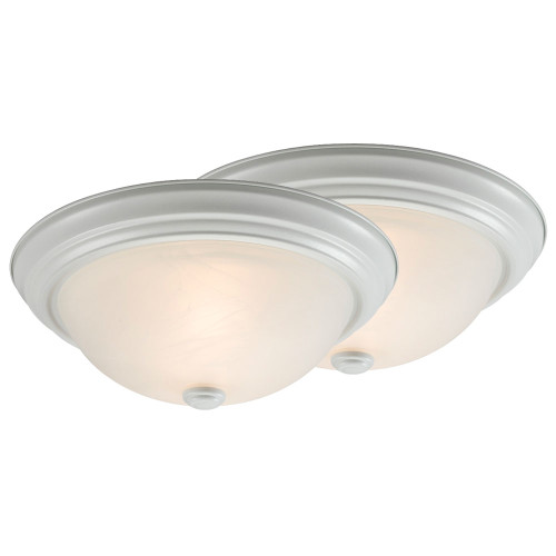 Galaxy Lighting HW635042WH/2 Flush Mount - White w/ Marbled Glass with Twin Pack