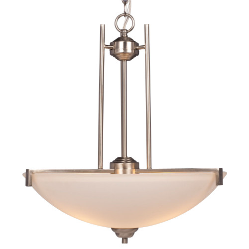 Galaxy Lighting 913021BN Pendant - Brushed Nickel with Satin White Glass
