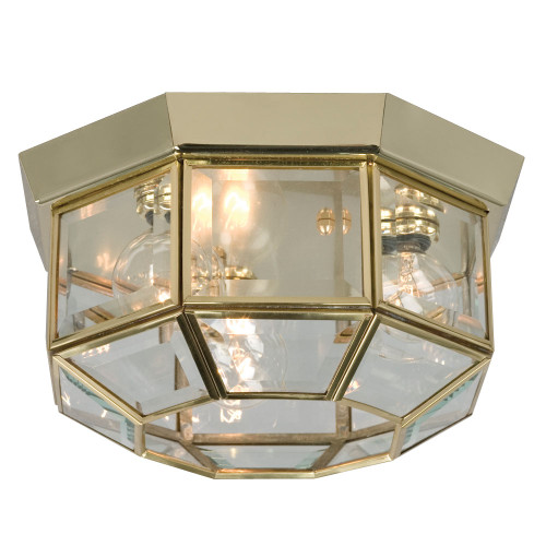 Galaxy Lighting 860825PB Flush Mount - Polished Brass w/ Clear Glass