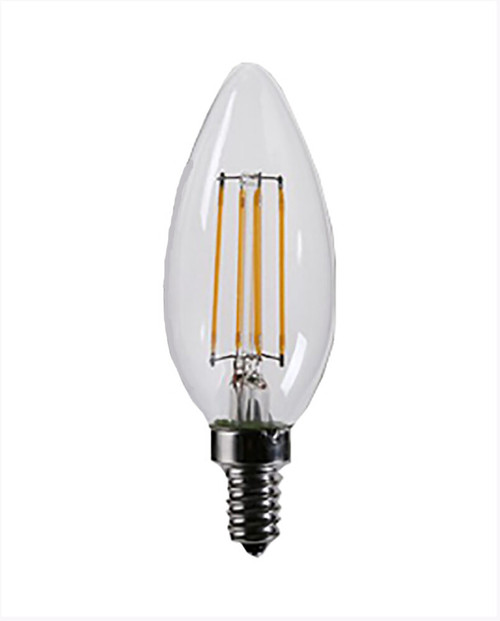 Cyber Tech Lighting LB40TCC-DE12WW2PK 4.5W Dimmable Clear Filament Torpedo Candelabra Bulb