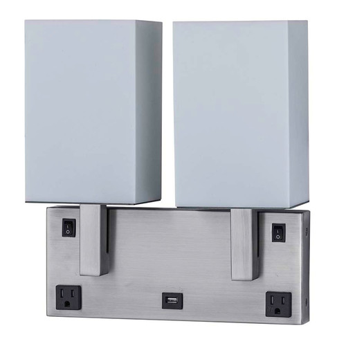 Arkansas Lighting 3477CD2OU-E26-PBN-B 13.25"H Pewter Brushed Nickel Double Wall Lamp Arkansas Lighting 3477CD2OU-E26-PBN-B 13.25"H Pewter Brushed Nickel Double Wall Lamp