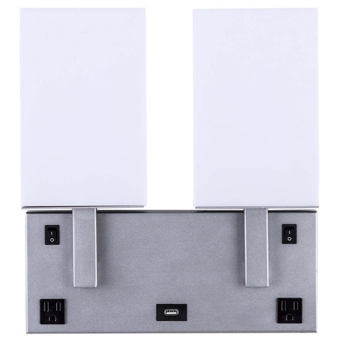Arkansas Lighting 3477CD2OU-MS-B 13.25"H Metallic Silver Double Wall Lamp Arkansas Lighting 3477CD2OU-MS-B 13.25"H Metallic Silver Double Wall Lamp