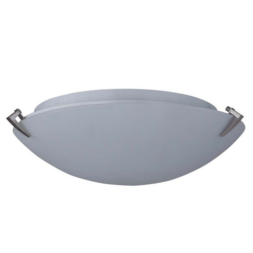 Arkansas Lighting 3579C-PN-CLC 15.75" diameter Ceiling fixture showin in Polished Nickel with extra clear lacquer coating and White Frosted Glass Diffuser.