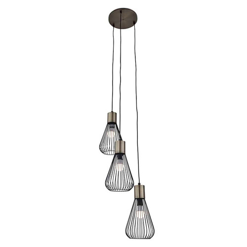 Arkansas Lighting 4173P-3 18" diameter 3-Light Matte Black Pendant with Antique Brass accents Arkansas Lighting 4173P-3 18" diameter 3-Light Matte Black Pendant with Antique Brass accents