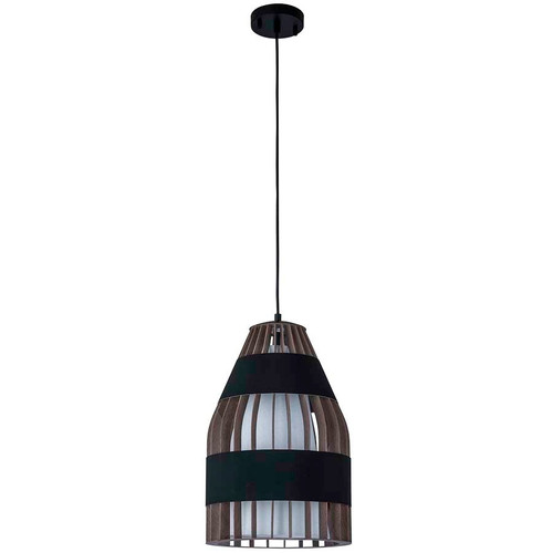 Arkansas Lighting 4282P 12" diameter Pendant shown in Bronze and Painted Palisades Oak with Black Linen accents with Cream Linen Inner Shade