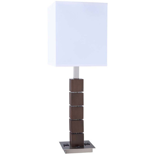 Arkansas Lighting 5688E2O-EX 28-5/8"H Kona Wood and Brushed Nickel Table Lamp Arkansas Lighting 5688E2O-EX 28-5/8"H Kona Wood and Brushed Nickel Table Lamp