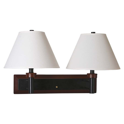 Arkansas Lighting 5818D 15"H Matte Black Double Wall Lamp with Williamsburg Cherry Accents Arkansas Lighting 5818D 15"H Matte Black Double Wall Lamp with Williamsburg Cherry Accents