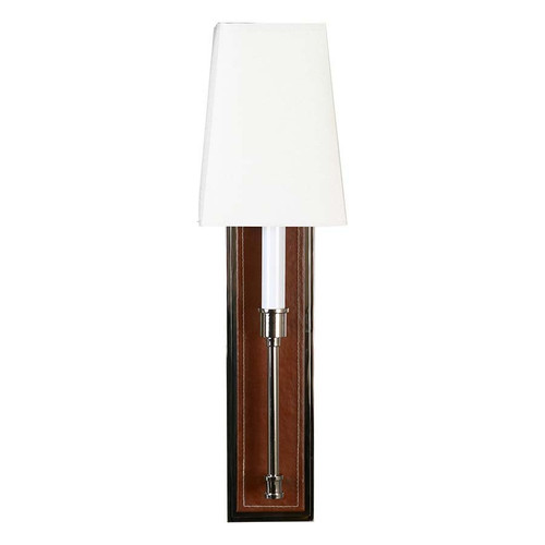 Arkansas Lighting 5837S 22" H Polished Nickel and Faux Brown Leather Wall Lamp Arkansas Lighting 5837S 22" H Polished Nickel and Faux Brown Leather Wall Lamp