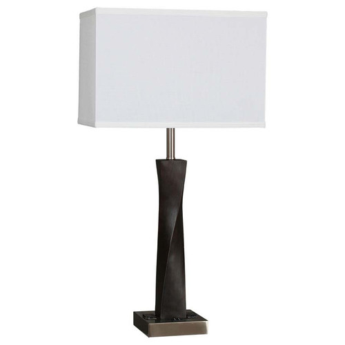 Arkansas Lighting 6054E2OD 28"H Faux Walnut and Brushed Nickel twist Table Lamp