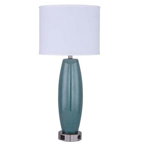 Arkansas Lighting 6078EO-SBG 31"H Studio Blue-Green Crackle Table Lamp with Brushed Nickel accents