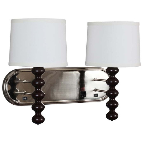 Arkansas Lighting 6100D Espresso and Brushed Nickel Double Wall Lamp with two on/off rocker switches at back plate Arkansas Lighting 6100D Espresso and Brushed Nickel Double Wall Lamp with two on/off rocker switches at back plate