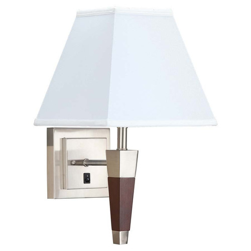 Arkansas Lighting 6177S 17" Walnut with Brushed Nickel accents Single Wall Lamp