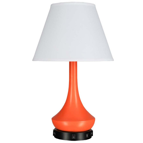 Arkansas Lighting 6328E2OG-USB 25" Matte Orange and Black Base Table Lamp