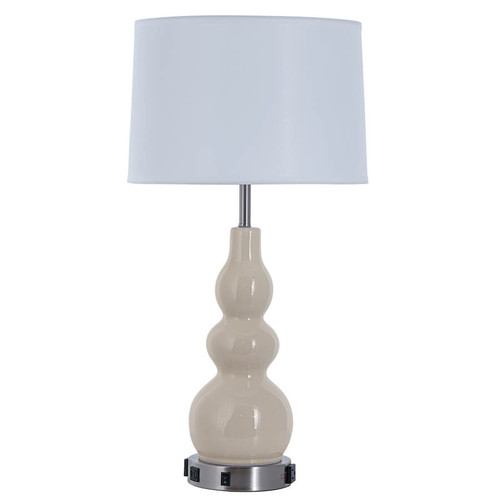 Arkansas Lighting 6351E2OUC-IC 29" Ivory Crackle Ceramic and Brushed Nickel Table Lamp Arkansas Lighting 6351E2OUC-IC 29" Ivory Crackle Ceramic and Brushed Nickel Table Lamp