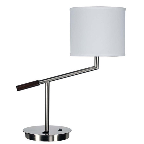 Arkansas Lighting 6374EO 22"H Brushed Nickel Table Lamp with Cocoa Maple Handle