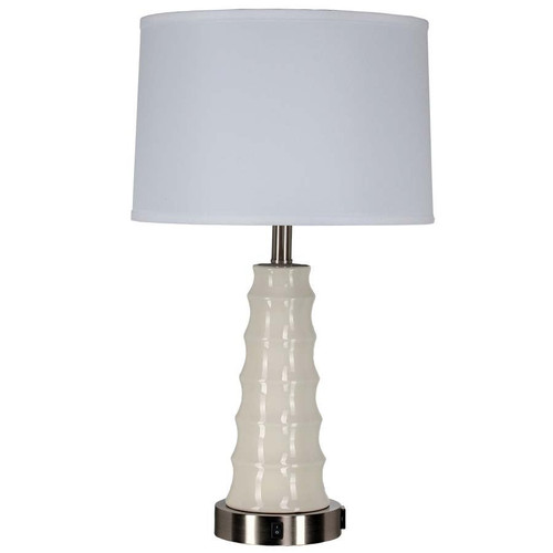 Arkansas Lighting 6376EO-R 27" Chaldean Ivory and Brushed Nickel Table Lamp