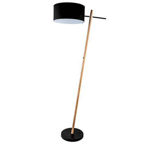 Arkansas Lighting 6437FKD-BK 76" Wood Veneer and Black Floor Lamp