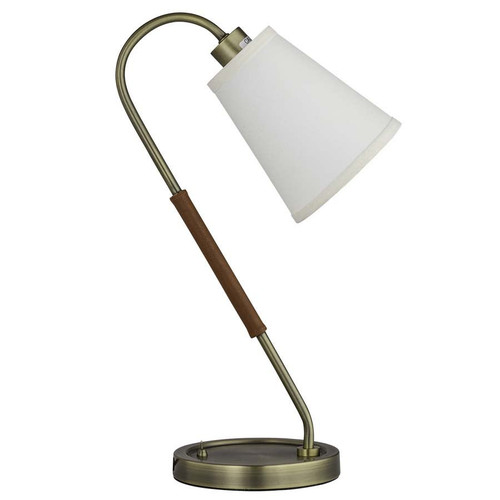 Arkansas Lighting Antique Brass and Brown Table Lamp 20" Antique Brass with Brown Leather accent Table Lamp