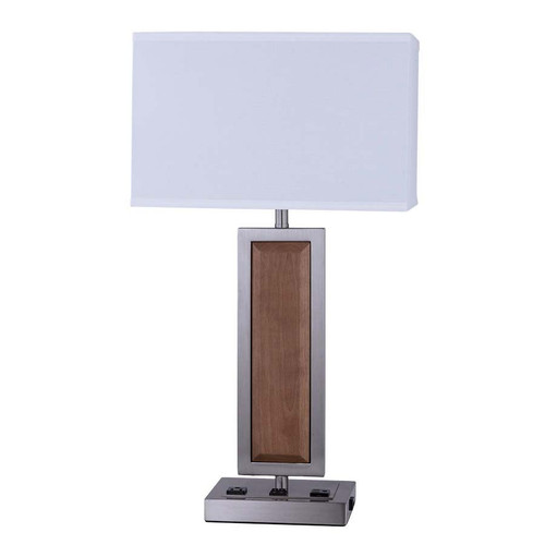 Arkansas Lighting 6576E2OD2U 27.25"H Brushed Nickel and Bauhaus Brown Table Lamp Arkansas Lighting 6576E2OD2U 27.25"H Brushed Nickel and Bauhaus Brown Table Lamp