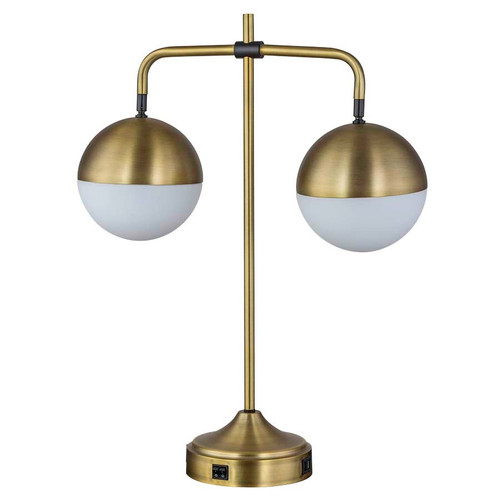Arkansas Lighting Brushed Brass Desk Lamp & Glass Globes 26"H Brushed Brass with Pottery Bronze Accents Table Lamp
