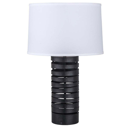 Arkansas Lighting 6626T 27" Table Lamp shown in Matte Black with a hammered steel column. Arkansas Lighting 6626T 27" Table Lamp shown in Matte Black with a hammered steel column.