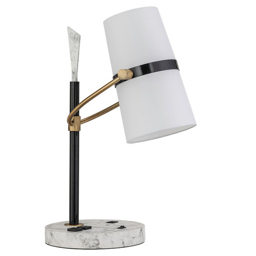 Arkansas Lighting 6660E2OUCD-AB 23.25"H Antique Brass and Satin Black Aluminum Table Lamp with White Marble Water Transfer base and top accent piece