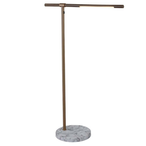 Arkansas Lighting 6686FKD-LED 45" Antique Brushed Brass and Wood Water Transfer W035 Integrated LED Floor Lamp with Water Transfer Carrara Marble base