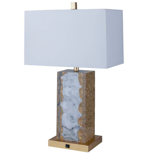 Arkansas Lighting White Marble Table Lamp with Gold Resin 28.5" Table Lamp shown in Faux White Marble and Gold Resin