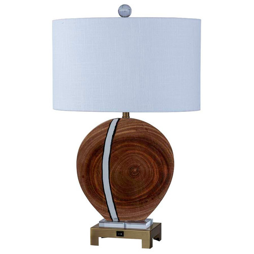 Arkansas Lighting Wood Nightstand Lamp with Resin Accent 27"H Wood Resin with Clear Resin Accent Table Lamp