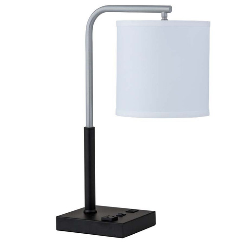 Arkansas Lighting 6763EO2U 20"H Matte Black and Metallic Silver Table Lamp