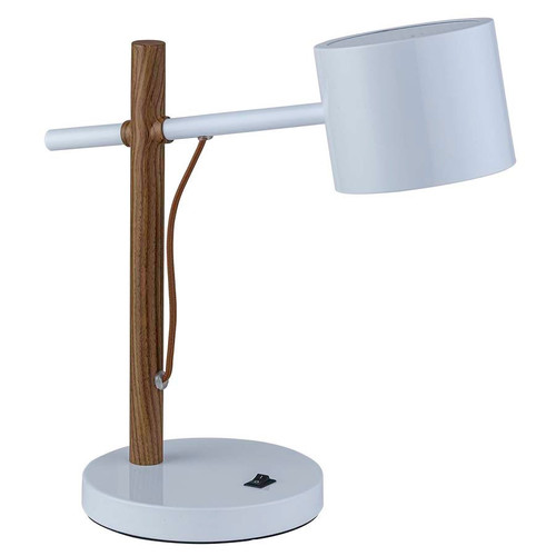 Arkansas Lighting 6834T-O 15" White and Studio Teak Wood Water Transfer Table Lamp
