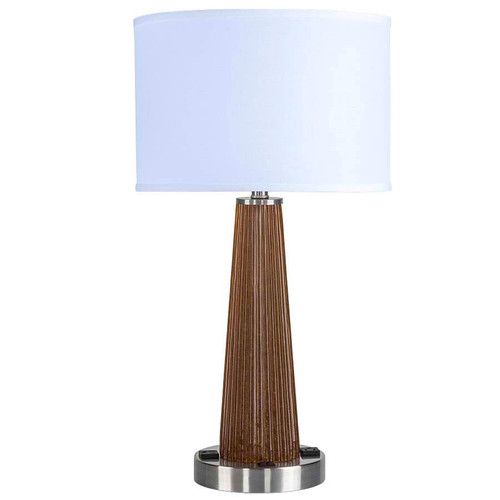 Arkansas Lighting 6968E2OD 27.5"H Brushed Nickel and Amber Seeded Resin Table Lamp
