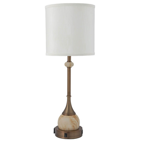 Arkansas Lighting 6997EOUC 27"H Antique Brass and Carmel Marble Water Transfer accents Table Lamp