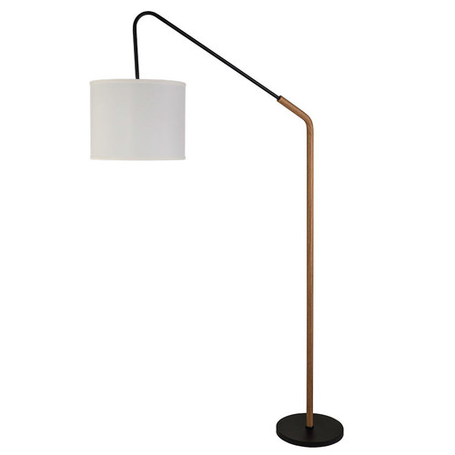 Arkansas Lighting 7036FKD 78"H Matte Black and Wood Stain Water Transfer Floor Lamp