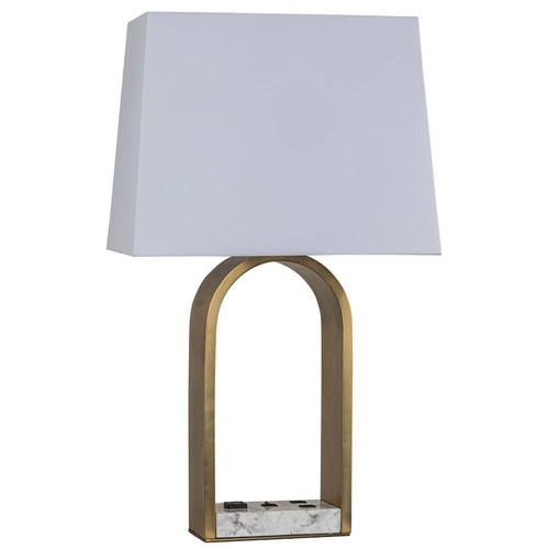 Arkansas Lighting 7054EO2U 29"H Brushed Brass and Water Transfer White Marble to match samples Table Lamp