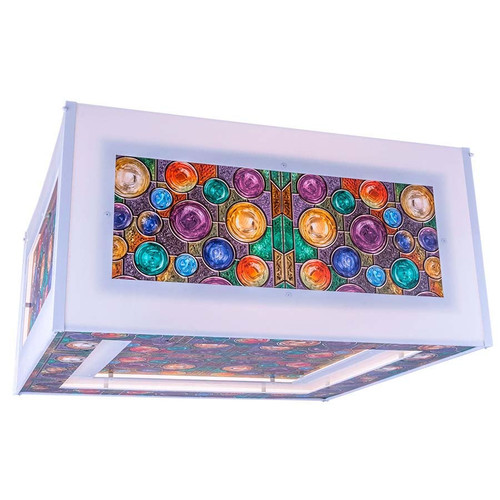 Arkansas Lighting P100A-S-360360360360180-A09-A03-LS14-DR-L001 36x36x18 Square Stained Glass Bottled Pendant Arkansas Lighting P100A-S-360360360360180-A09-A03-LS14-DR-L001 36x36x18 Square Stained Glass Bottled Pendant