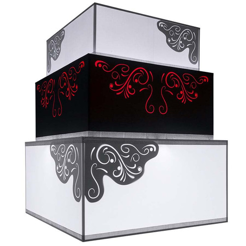 Arkansas Lighting P130A-S-CNC-480480480480250-420420420420200-360360360360140-SW001SC009-SC009SC009-SC001SC009-A03-LD3090-DR-L001 48x48x25/42x42x20/36x36x14; 3 Tier LED Pendant Arkansas Lighting P130A-S-CNC-480480480480250-420420420420200-360360360360140-SW001SC009-SC009SC009-SC001SC009-A03-LD3090-DR-L001 48x48x25/42x42x20/36x36x14; 3 Tier LED Pendant