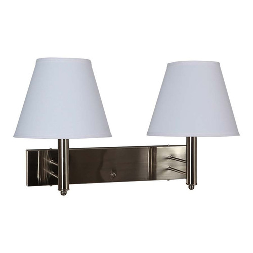 Arkansas Lighting W5021B-L001-L001-LS03-SW19-CD03-M Double Brushed Nickel Wall Lamp